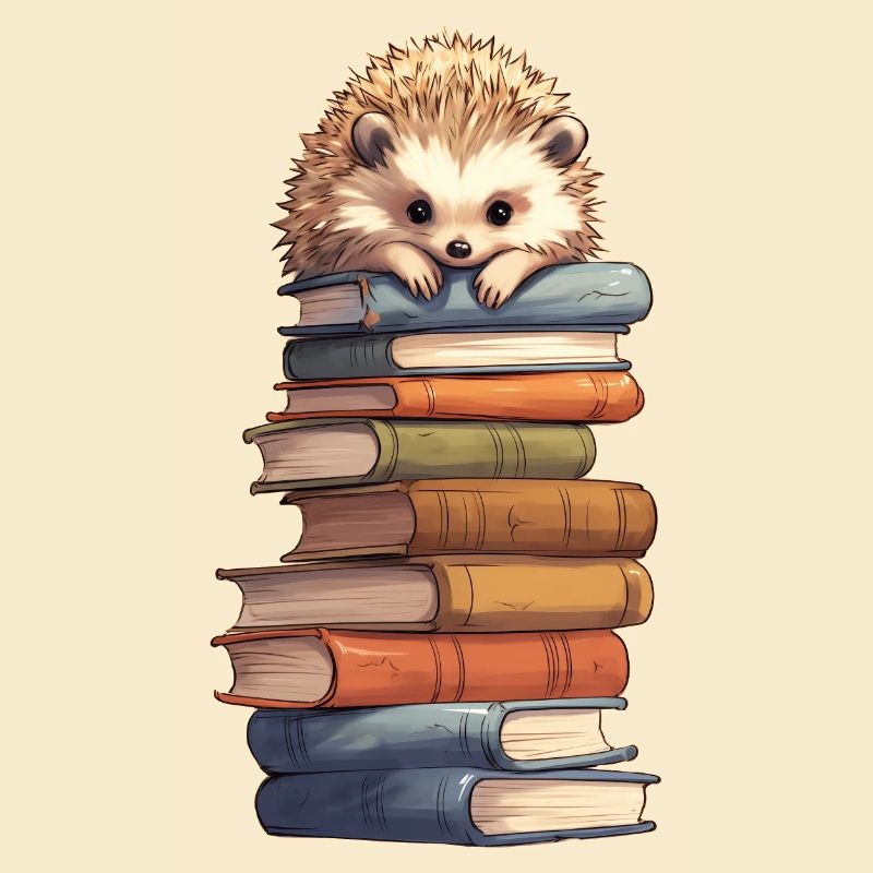 Hedgehog on stack of books