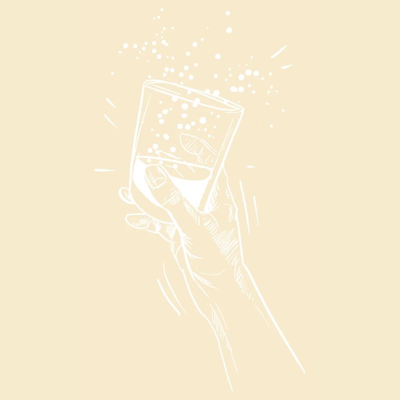 Hand mit Getränk Glas