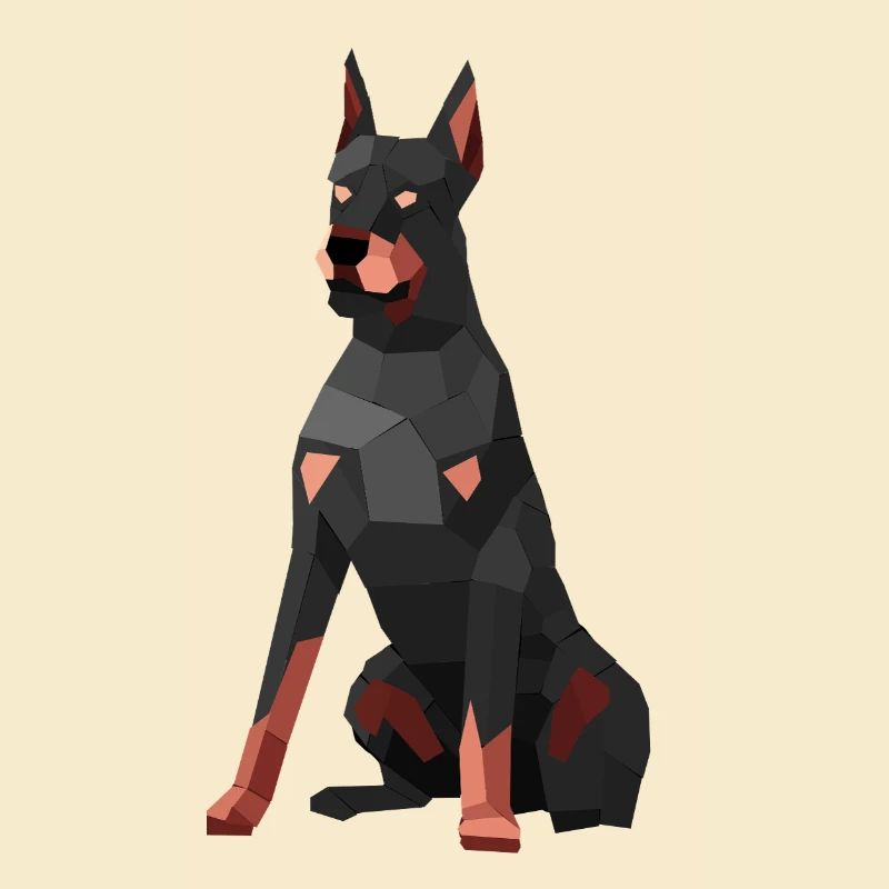 Moderner Dobermann – Low-Poly-Kunst