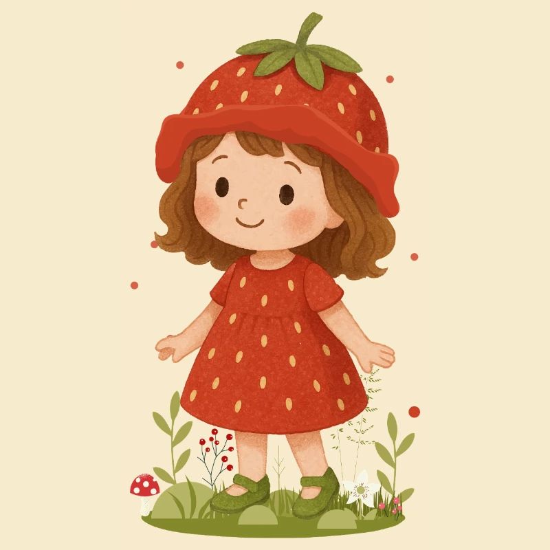 Süßes Erdbeer-Mädchen Illustration