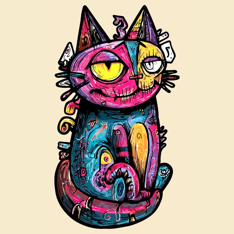 Chat Coloré Art Design