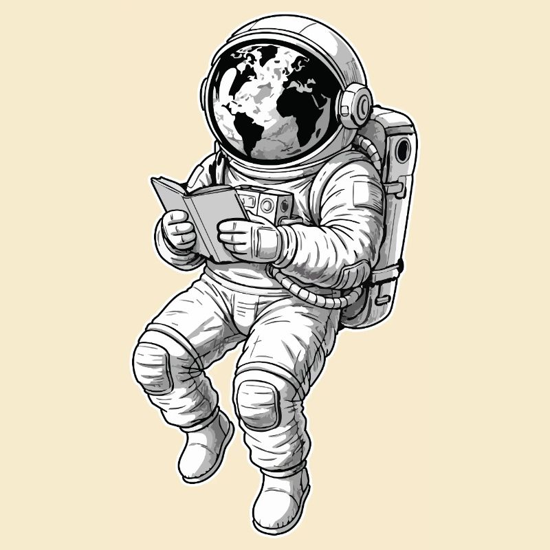 Astronaut Reading Space Earth