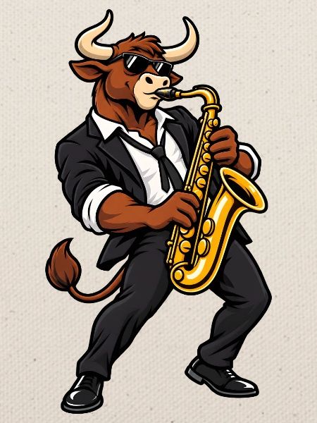 Stier mit Saxophon – Sternzeichen