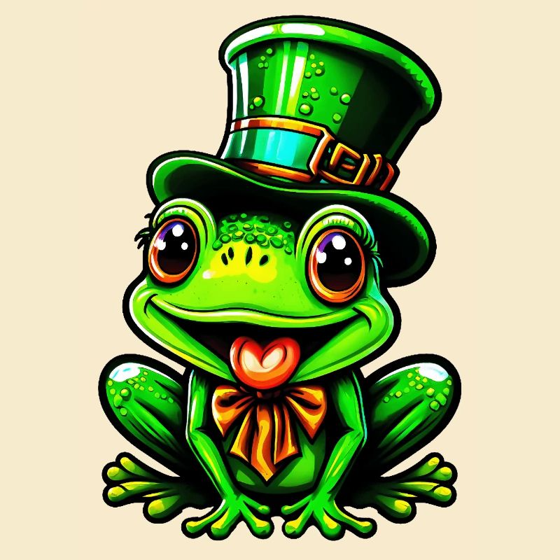 Cuddly frog with St. Patrick's Day top hat