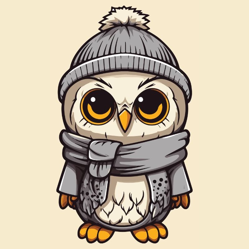 Eule Winter Cozy Comic Mütze