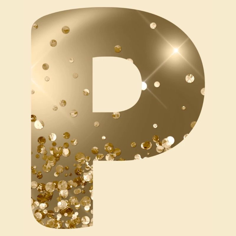 Customizable Monogram P Gold Glitter