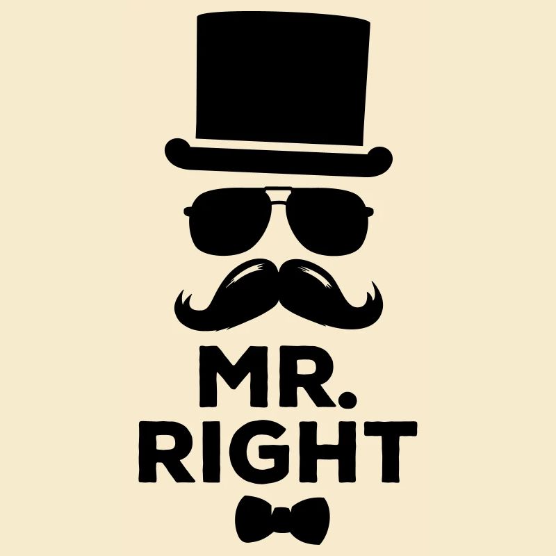 Funny matching pair Mr. Right and Mrs. Right