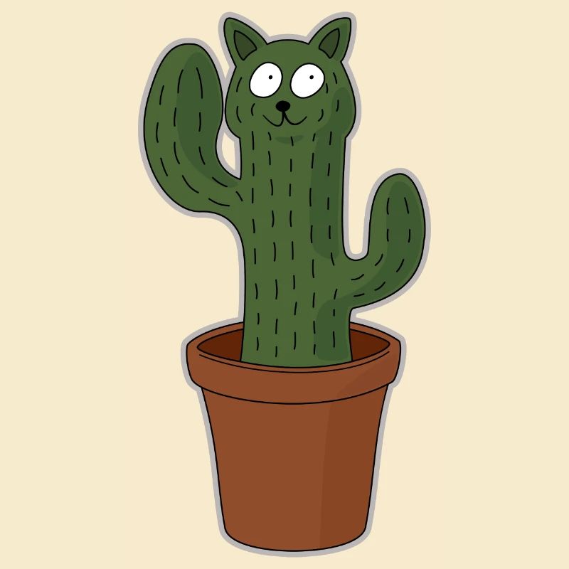 Chat comme cactus dans un pot de fleurs