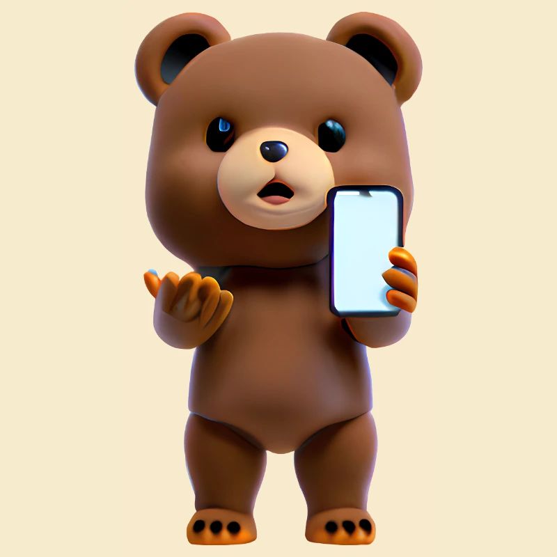 Bär mit Smartphone