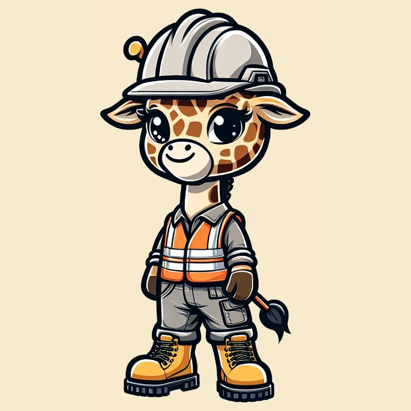 Cute Giraffe Construction Worker
