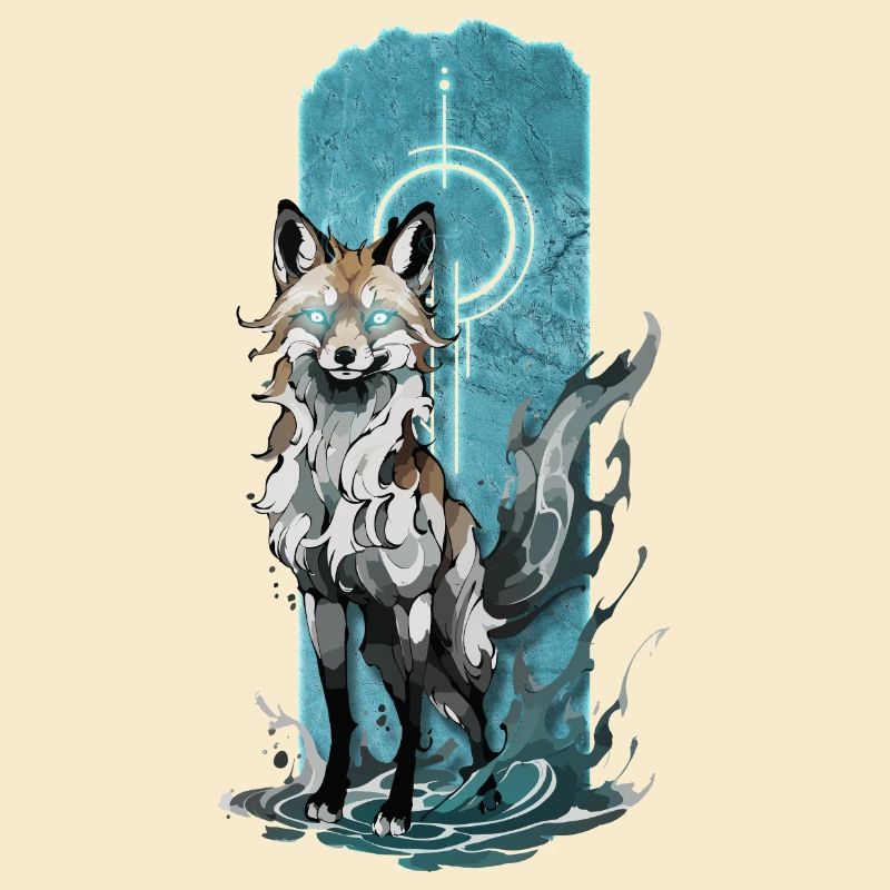 Ätherischer Fuchsgeist: Mystischer blauer Flammenfuchs