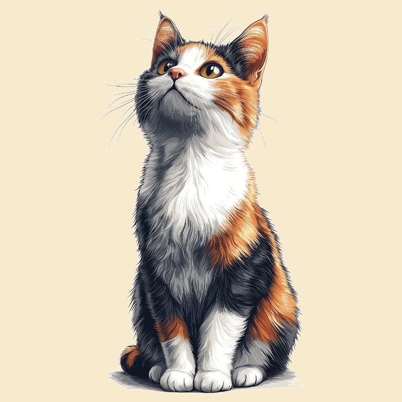 Bunte sitzende Comic Katze