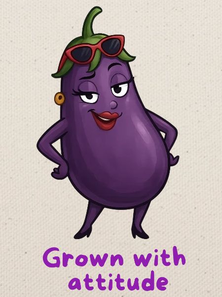 Aubergine mit Attitüde Gemüse Illustration 