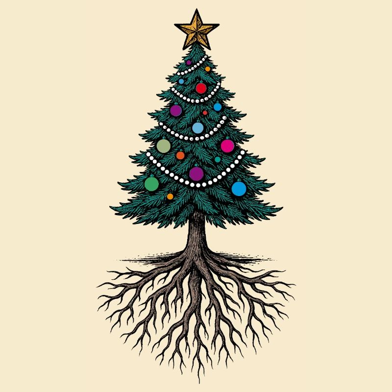 Christmas tree with roots – festively rooted
