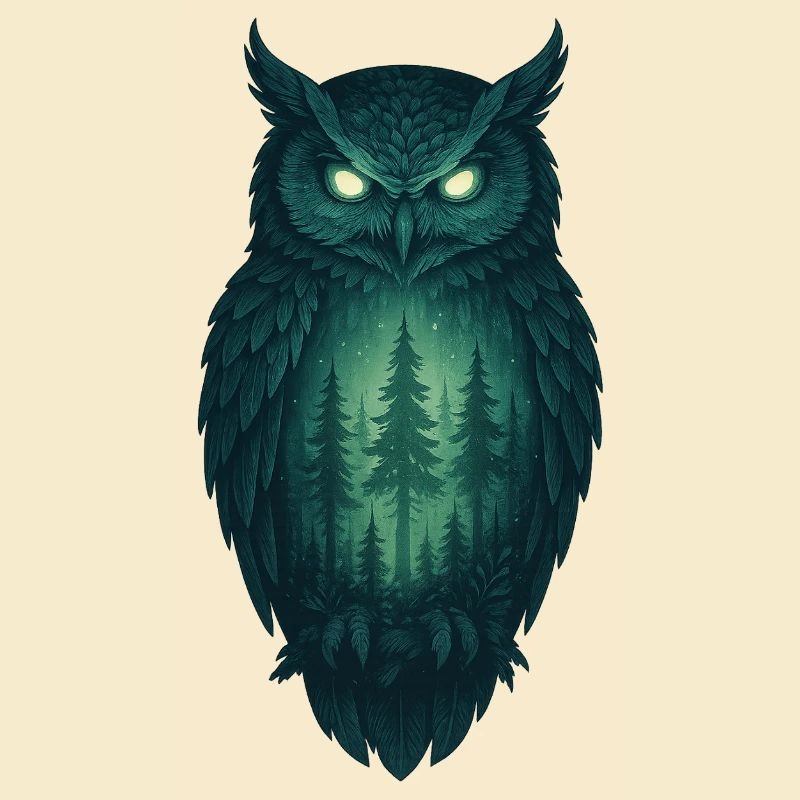 Eule im Wald bei Nacht