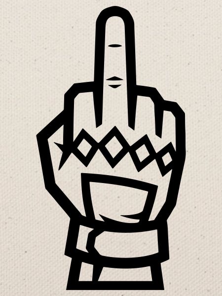 Mittelfinger Handschuh Schwarz Kontur Symbol