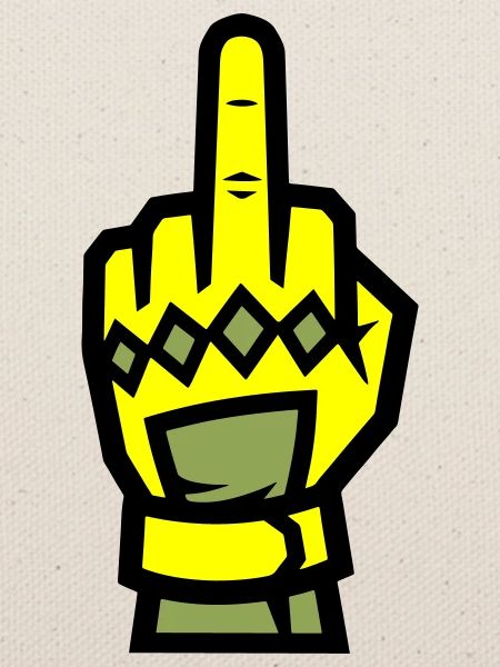 Mittelfinger Handschuh Gelb Symbol