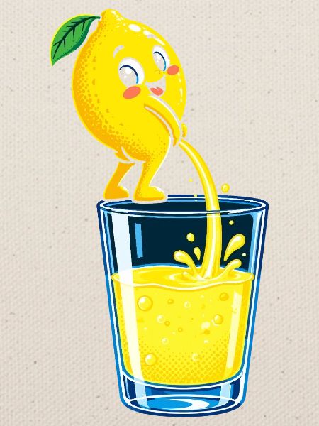 Zitronenheld Spritziges Glasbild