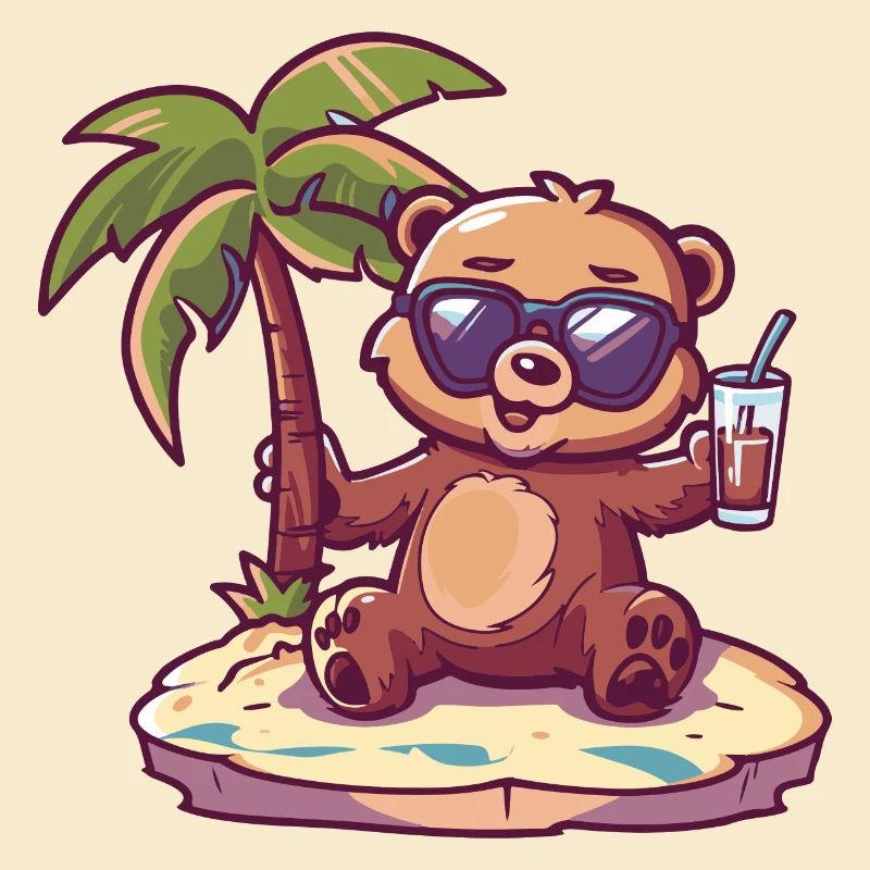 Bär Sommer Strand Comic