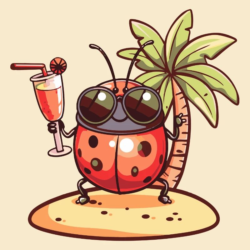 Marienkäfer Sommer Strand Comic