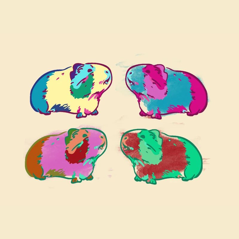 cochon d’Inde, graffiti, peinture, coloré, warhol