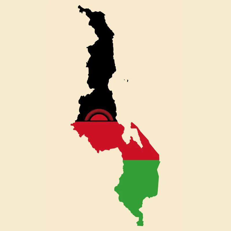 Malawi map flag flag