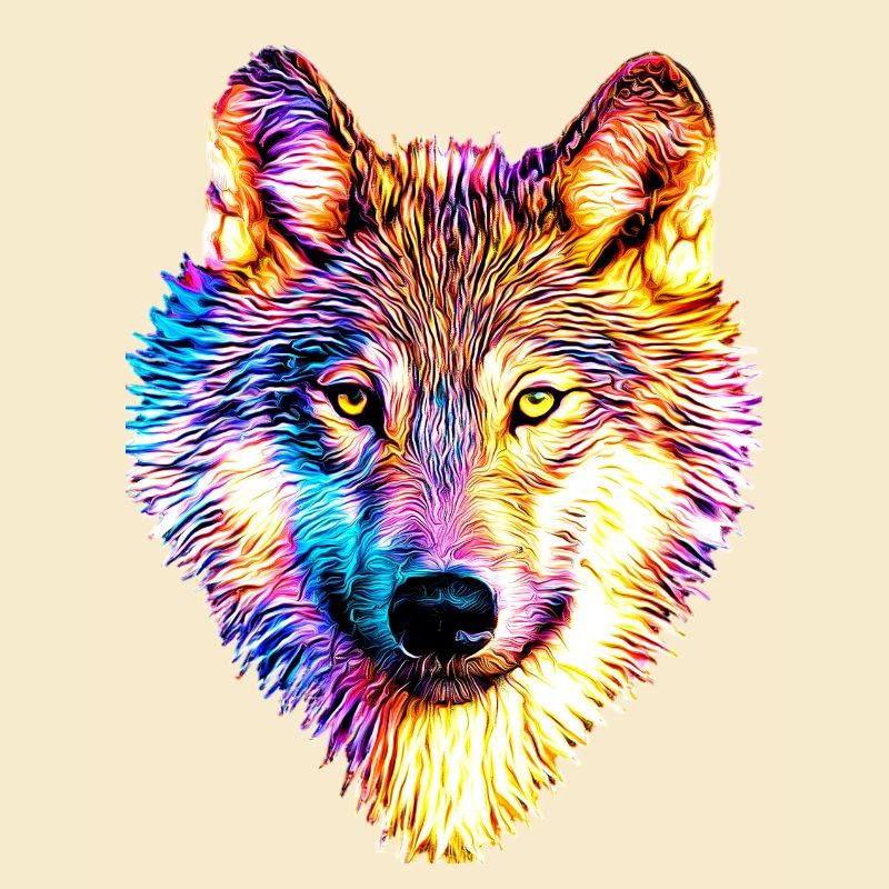 Wolf in Regenbogenflammen