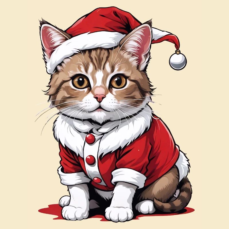 Chat de Noël Père Noël Chat Chat Chat Cadeau