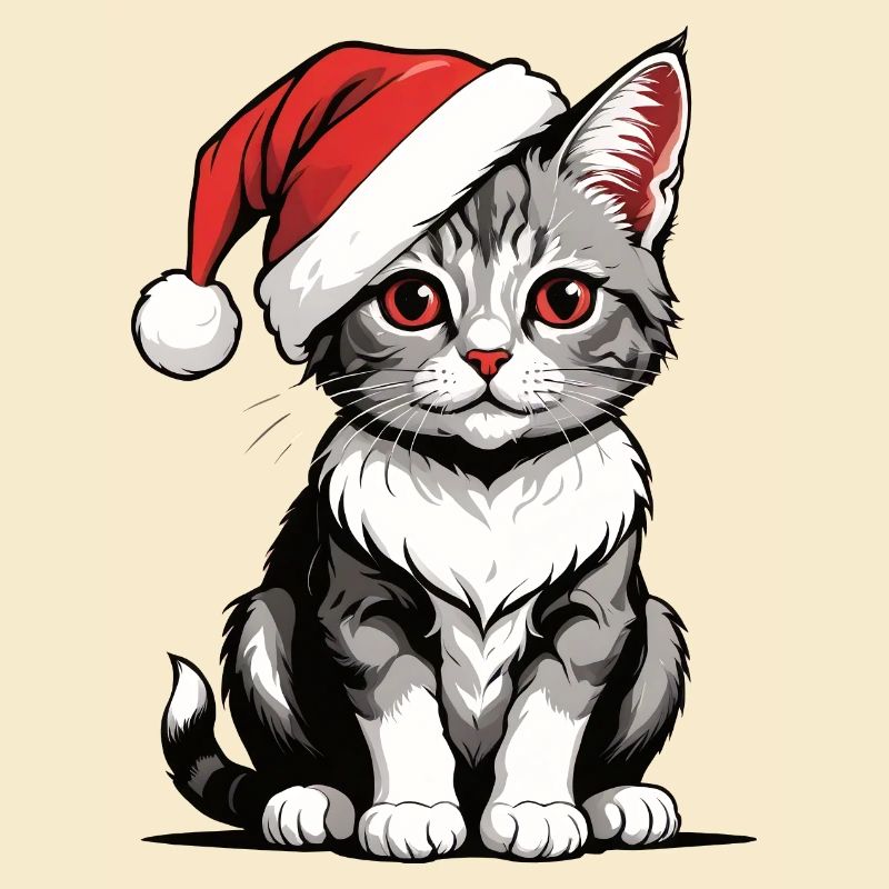Chat de Noël Père Noël Chat Chat Chat Cadeau