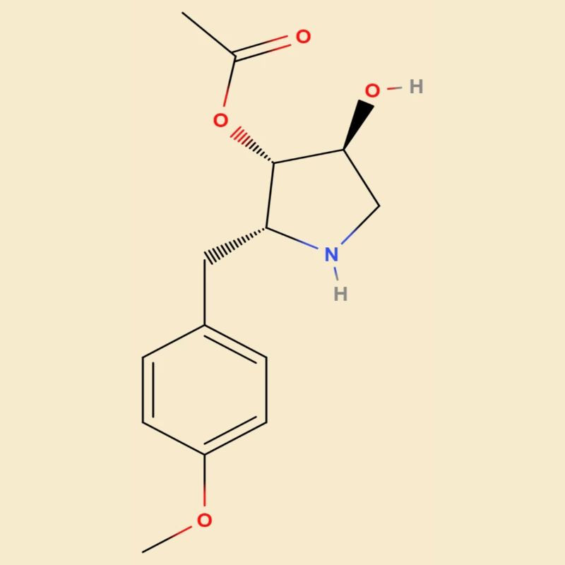 Molécule d’anisomycine - Formule structurale colorée