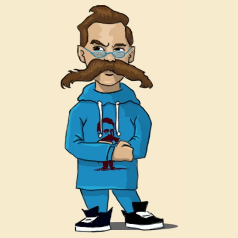 Nietzsche mit blauer Jacke