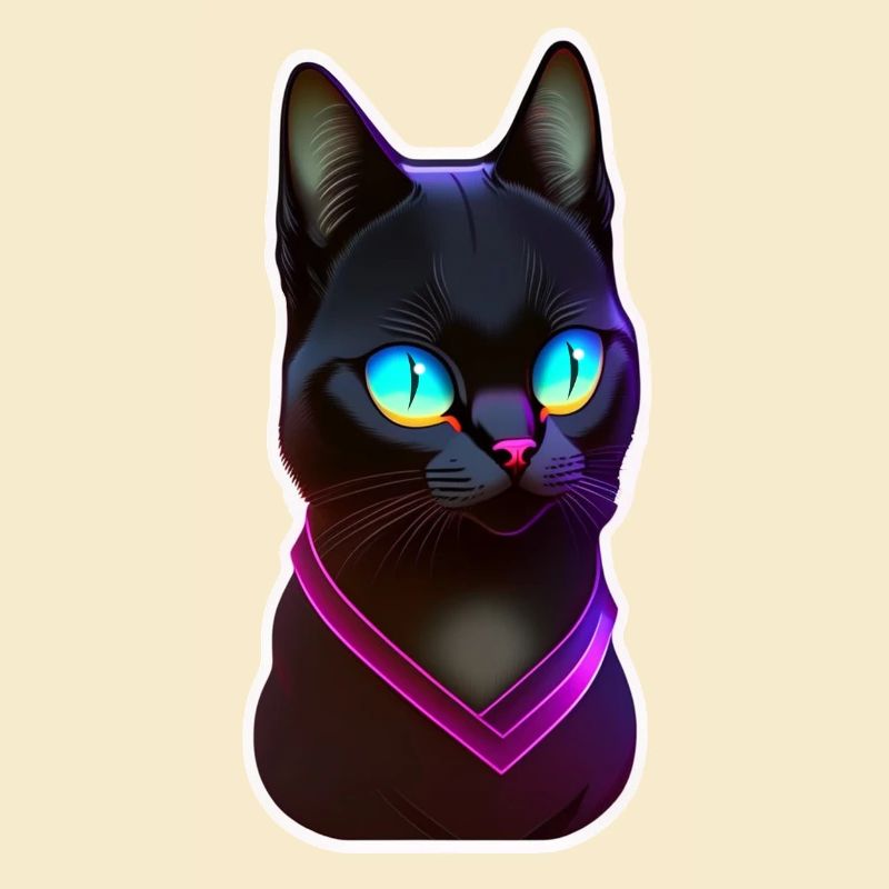 Black cat under neon light effect