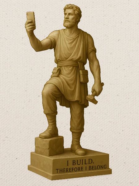 Antike Philosophen Skulptur mit Zitat