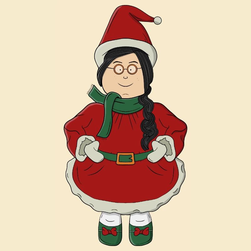 Weihnachtsmannmädchen im roten Kleid