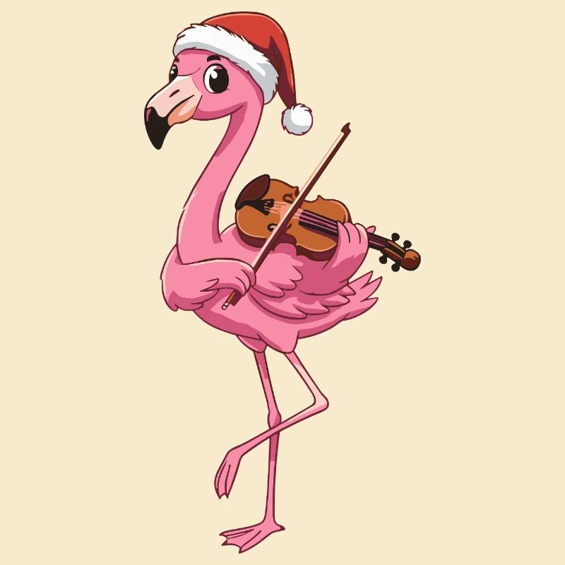 Weihnachtsflamingovogel spielt Geigenkunst