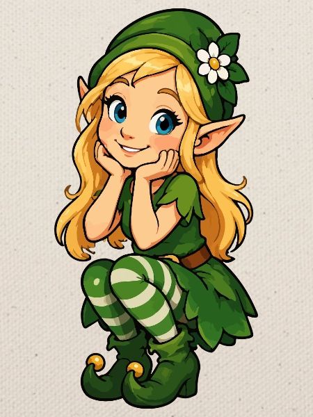 Grüne Elfenfreundin Illustration
