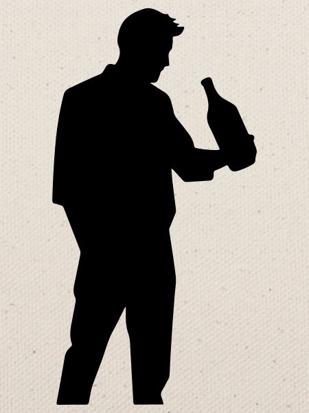 Mann mit Flasche im Profil Silhouette