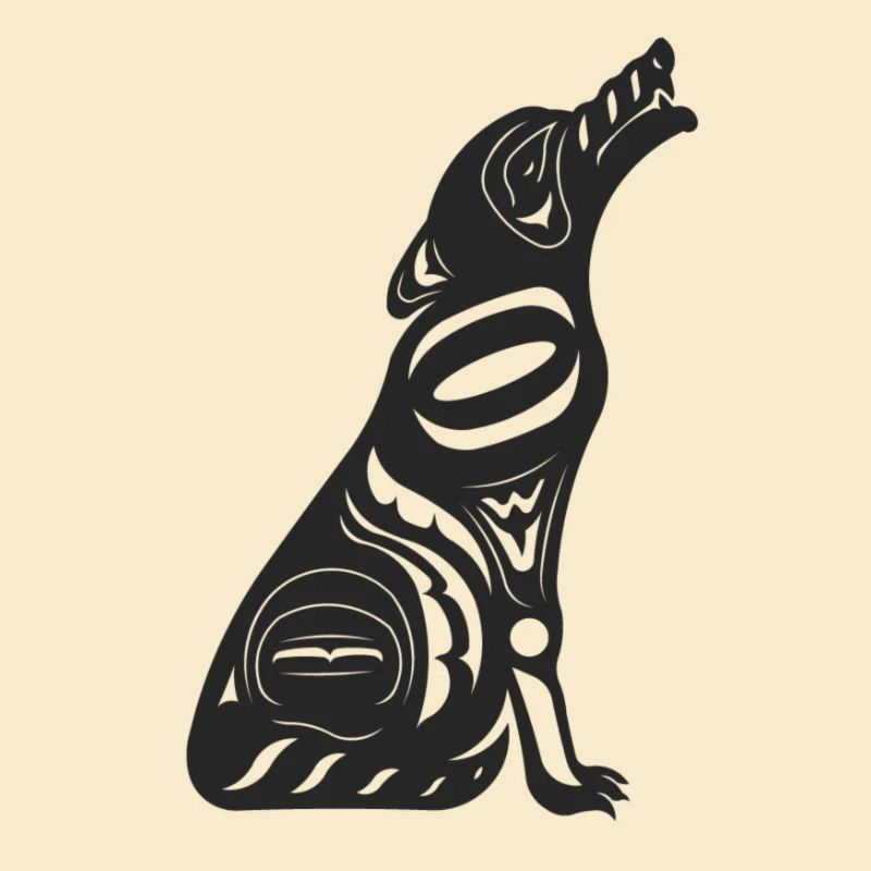 Totem heulender Wolf schwarz