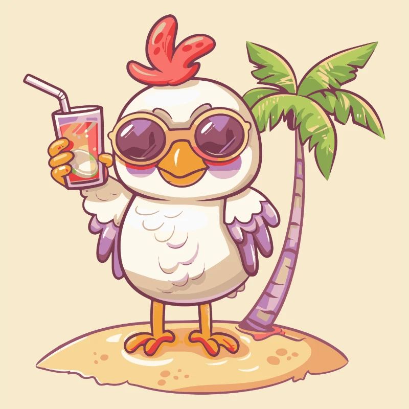 Huhn Sommer Strand Comic