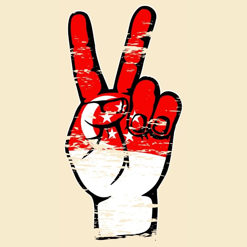 Symbole de victoire de la paix du drapeau de Singapour utilisé