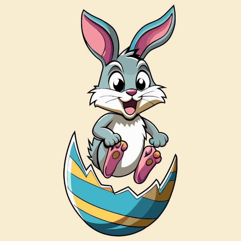 Joyeuses Pâques - Lapin de Pâques - Oeuf de Pâques - Dessin animé