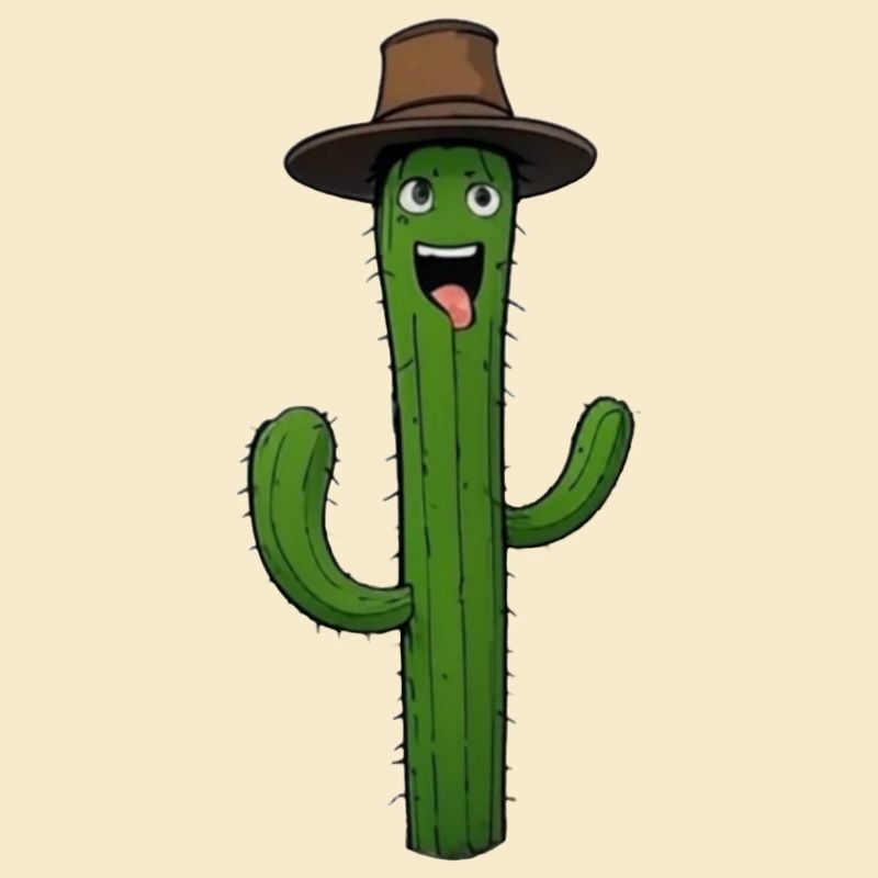 Cartoon Cactus with Hat