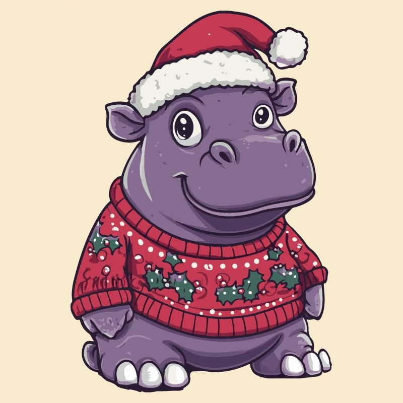 Nilpferd Weihnachten Comic