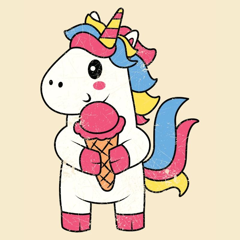 EINHORN EINHÖRNER PONY EIS EISKUGEL SÜß BUNT MOTIV