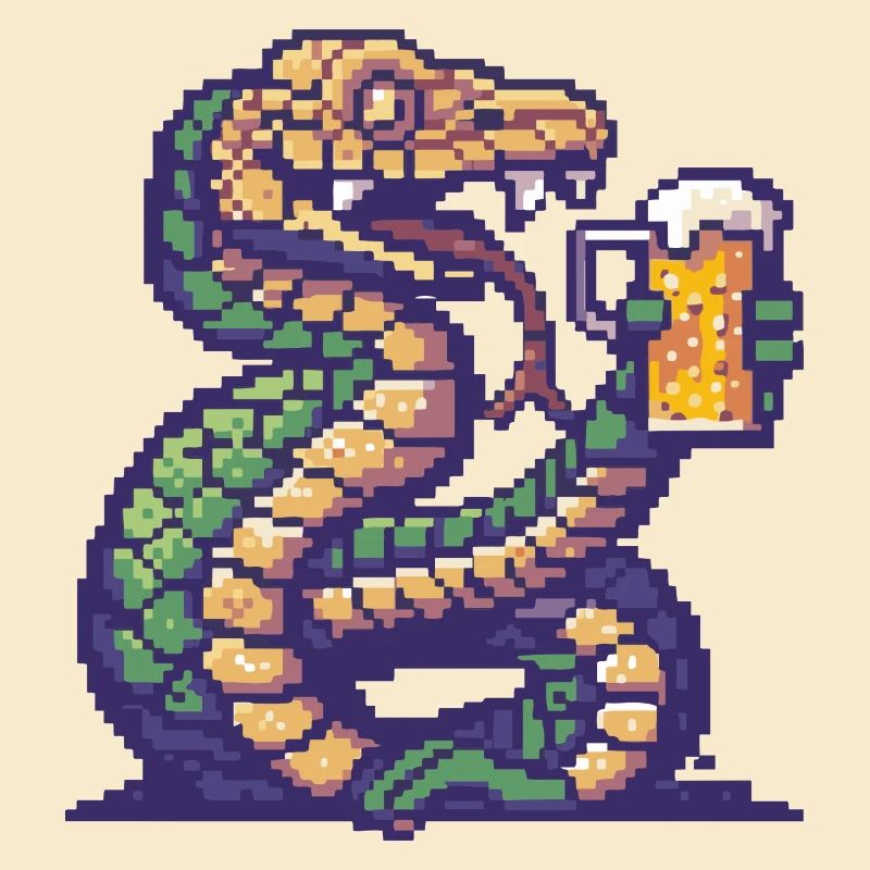 Serpent Cobra Bière Pixel