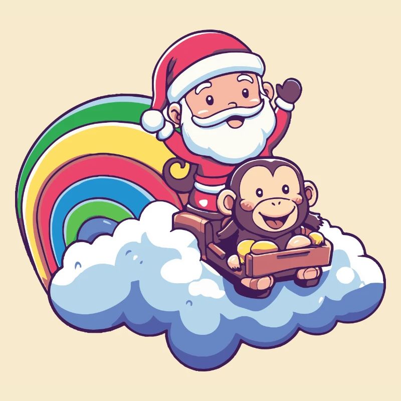Affe Weihnachtsmann Regenbogen