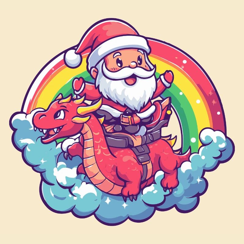 Drache Weihnachtsmann Regenbogen