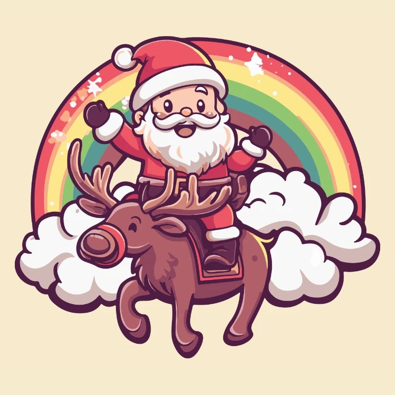 Elch Weihnachtsmann Regenbogen