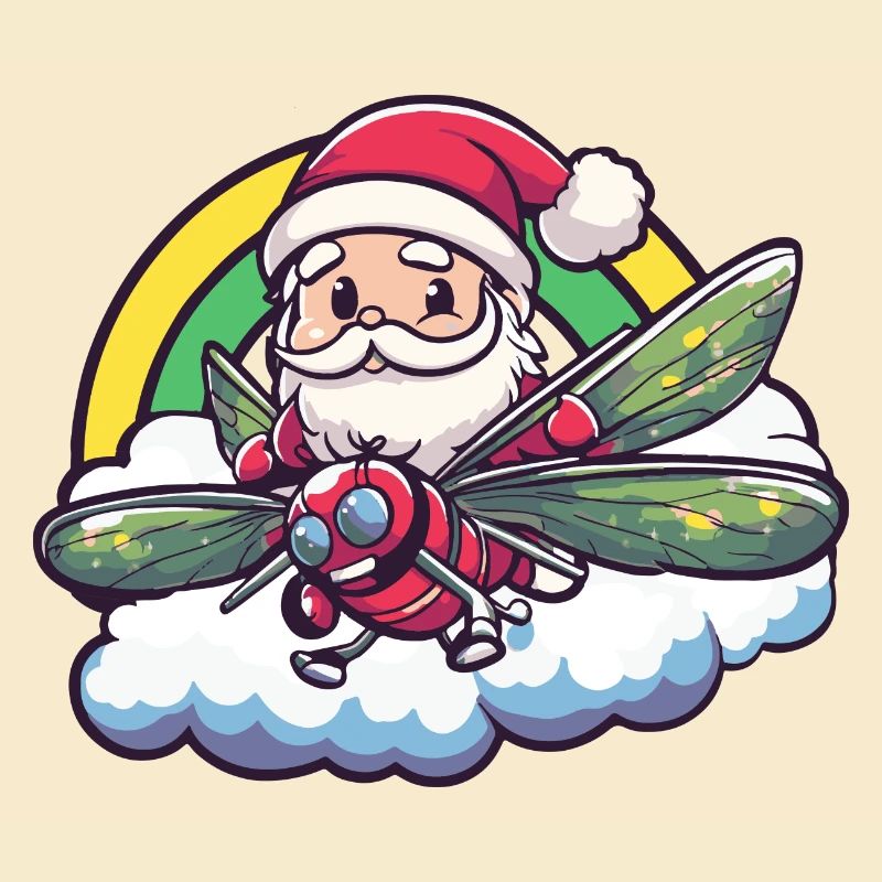 Libellule Père Noël Arc-en-ciel