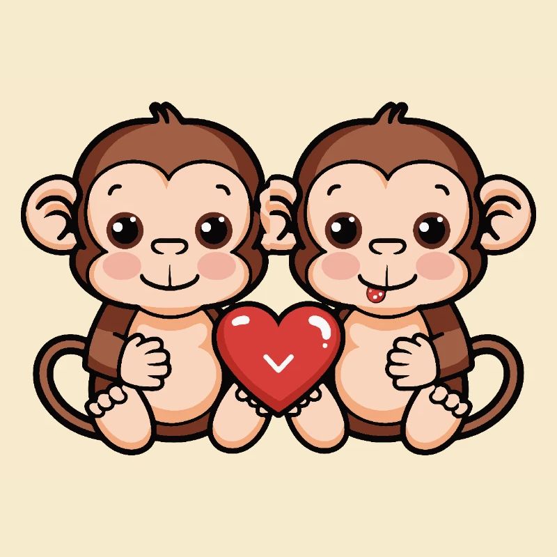 Monkey Couple Valentine's Day